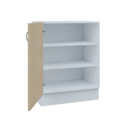 MS - 65D spodní skříňka, 1-dveřová, levá, 908x654x600, korpus bílý, dvířko bříza světlá